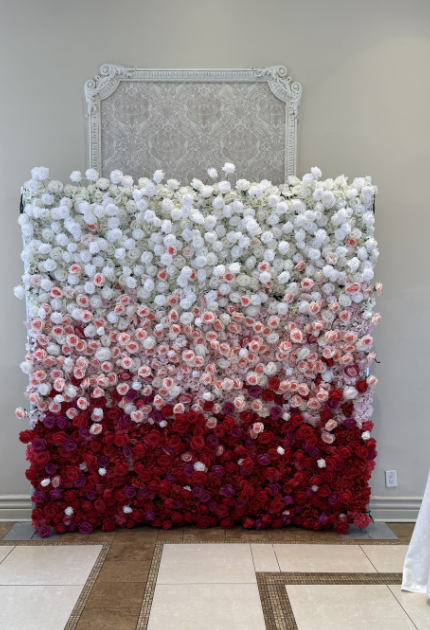 Ombre floral backdrop rental for weddings, parties, and special events in Ontario