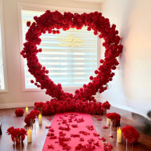 Heart-Shaped Red Flower Wall
