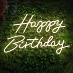 Happy Birthday" neon sign for rent – LED birthday party backdrop décor