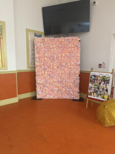 Pink floral wall backdrop for rent – perfect for baby showers, birthdays, and weddings