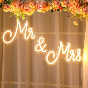 Mr & Mrs" neon sign for rent – wedding LED sign for romantic backdrops