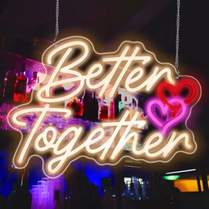 Better Together" neon sign for rent – perfect for weddings and special events