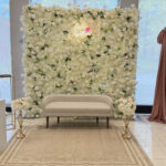 Elegant white flower wall with premium silk roses and hydrangeas — perfect for weddings, bridal showers, and corporate events in Vaughan and the GTA.