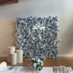 Stunning blue flower wall made with high-quality silk roses and hydrangeas — perfect for weddings, birthdays, and corporate events in Vaughan and the GTA.